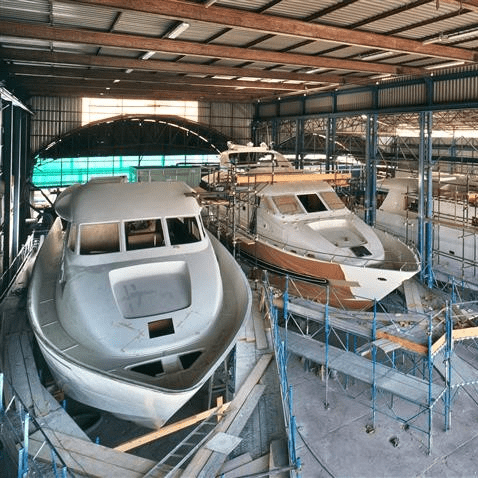 Yachts being built in the yard