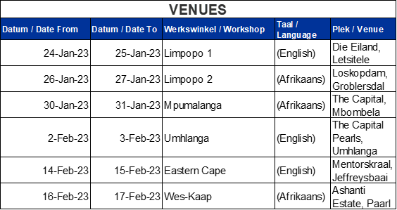 event schedule